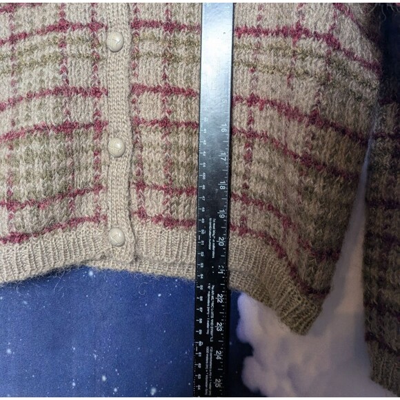 Vintage Plaid Mohair Cardigan Sweater Grunge 90s Nirvana Size Medium Milano - Picture 7 of 7